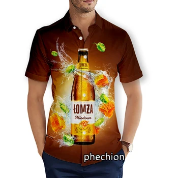 phechion, Летние мужские пляжные рубашки с коротким рукавом, повседневные рубашки с Пивным 3D принтом, Модная Уличная одежда, мужские топы X82