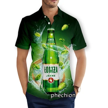 phechion, Летние мужские пляжные рубашки с коротким рукавом, повседневные рубашки с Пивным 3D принтом, Модная Уличная одежда, мужские топы X82 Изображение 2