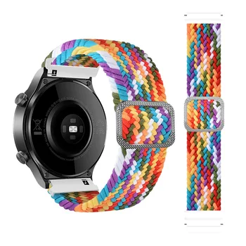 Плетеный нейлоновый ремешок solo loop для Samsung Galaxy watch/Active 2/Amazfit GTR/Huawei GT2 Регулируемый ремешок для ремешка 22 мм 20 мм