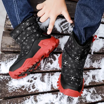 Детские зимние ботинки для девочек и мальчиков, зимние Водонепроницаемые детские походные ботинки для улицы, Модная детская обувь для малышей, Теплые Плюшевые Зимние ботинки Изображение 2
