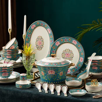 Набор посуды из керамики Цзиндэчжэнь, креативная эмаль, Пномпень, набор посуды