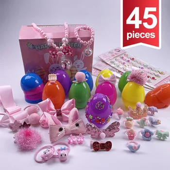 ярко-розовые фиолетовые пасхальные украшения своими руками, открывающиеся яйца, декоративные наклейки на шпильки, детское мультяшное кольцо, набор игрушек для яиц для девочек, подарок