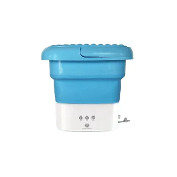 Синяя стиральная машина, Мини-Складная стиральная машина Комбинированная с небольшой складной сливной корзиной, штепсельная вилка США