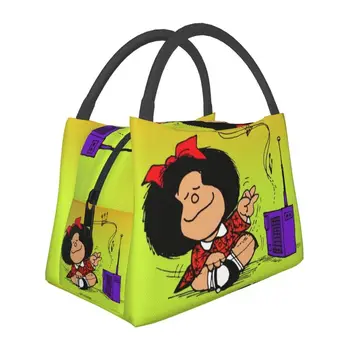 Kawaii Mafalda Enjoy Music Изолированные Сумки для Ланча для Женщин с героями Комиксов Quino, Сменный Кулер, Термальный Ланч-Бокс для Еды, Работа, Путешествия