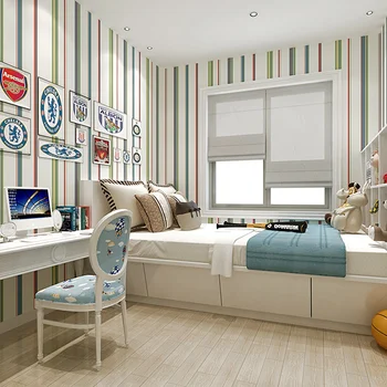Средиземноморский британский синий цвет, обои в вертикальную полоску, современная простая гостиная, спальня, фоновая стена, детская чистая Изображение 2