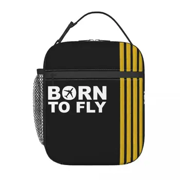 Born To Fly Captain Stripes Flight Pilot Ланч-боксы Многофункциональный авиационный кулер для самолета, термосумка для ланча с пищевой изоляцией Изображение 2