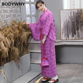 Японское Традиционное Женское Кимоно, Вечернее Кимоно, Ночная рубашка, Длинное Кимоно Юката, Сценический костюм для выступлений, Кимоно для Косплея Изображение 2