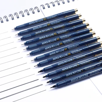 Набор из 12 микроручек, Чернильных ручек Fineliner, Технической ручки для рисования, Черной ручки для рисования, Пигментной ручки, Водонепроницаемой для художника Аниме Манги