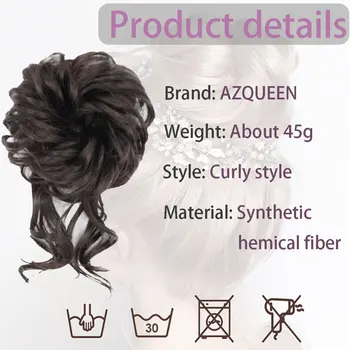 AZQUEEN Синтетический пучок, Неаккуратный кудрявый парик с эластичными волосами, натуральный черно-коричневый парик, пряди волос для женщин Изображение 2