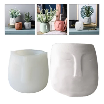 Форма с рисунком вазы, 3D форма для цветочного горшка из смолы, Креативная форма для лица в скандинавском стиле, силиконовая форма для растений для поделок