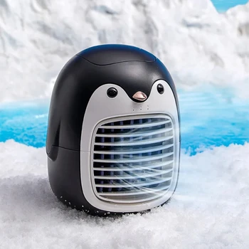 Прекрасный Вентилятор для Распыления Водяного Тумана с изображением Пингвина, Мини-Вентилятор Для Кондиционера, USB Перезаряжаемый Увлажняющий Увлажнитель, Тихий Охладитель Ветра для Дома