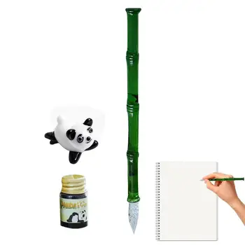 Ручка для каллиграфии из стекла Бамбуковый дизайн Подарочный набор для макания стекла и чернил Ручка для подписи для художников Женщин Мужчин подростков
