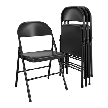 Стальной складной стул (4 упаковки), черные складные стулья для вечеринок