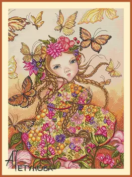 юбка с цветочным рисунком для девочек и бабочек 38-48, набор для вышивки крестом, ткань aida, 18-каратный 14-каратный холст, хлопчатобумажные нитки, наборы для вышивания