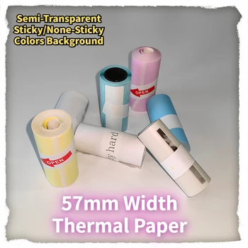 3 рулона цветной термобумаги, наклейка для этикеток, фотобумага для фотопринтера PeriPage PAPERANG Poooli шириной 57 мм Изображение 2