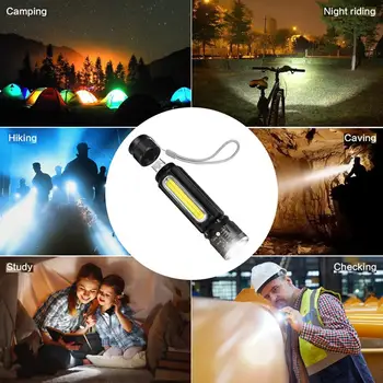 Светодиодный мини-фонарик, перезаряжаемый через USB, многофункциональный рабочий светильник с сильным освещением, светодиодный аварийный светильник Изображение 2
