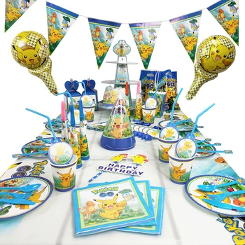 Покемон Карманные монстры, украшение вечеринки по случаю Дня рождения, набор игрушек с фигурками Пикачу из Аниме, Семейная вечеринка, обеденный стол, игрушка в подарок ребенку