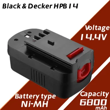 Обновлен до 6800 мАч HPB14 Замена для Black and Decker 14,4 В NI-MH Аккумулятор FSB14 A14 BD1444L HPD14K-2 CP14KB HP146F2 Изображение 2