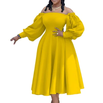 Африканские длинные платья для женщин 2023, Весенне-летняя одежда, Сексуальный халат с высокой талией и открытыми плечами, Африканское женское платье Большого размера