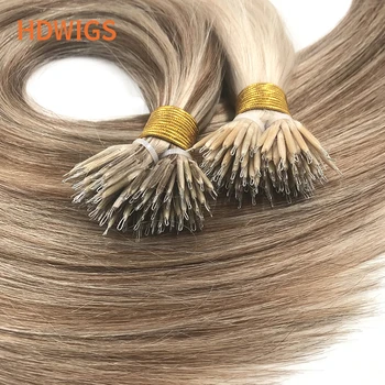 Прямое Нано Кольцо Для Наращивания человеческих Волос 50шт HDWIGS Бразильское Наращивание Человеческих Волос Remy Microlink Capsule Keratin Fusion Hair Изображение 2