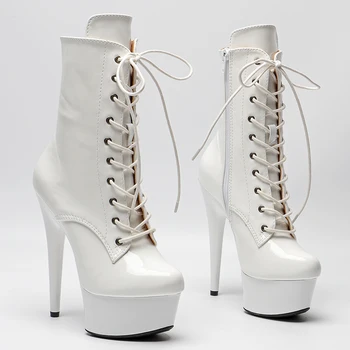 Leecabe/Женские ботинки на платформе с лакированным верхом 15 см/6 дюймов, обувь для вечеринок, модная клубная сценическая обувь на высоком каблуке 3K
