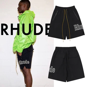 Повседневные шорты RHUDE Для мужчин и женщин с завязками, высококачественные уличные шорты, пляжные шорты Rhude