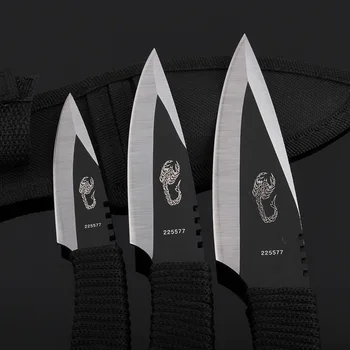 Набор маленьких ножей Scorpion из трех частей, Дикий Маленький прямой нож, походный нож, летающий нож для самообороны, выживания Изображение 2