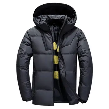 Мужское пуховое пальто с капюшоном и принтом по внутреннему шву, очень теплая зимняя куртка для отдыха, пуховое пальто для катания на лыжах Изображение 2