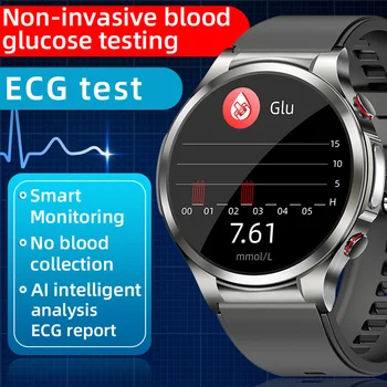 Новые Спортивные умные часы для мужчин и женщин, инвазивный мониторинг уровня глюкозы в крови, ЭКГ, PPG, Частота сердечных сокращений, давление, кислород, здоровье Изображение 2