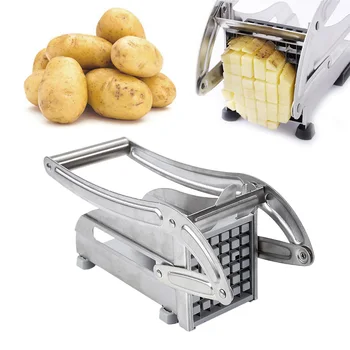 Измельчитель картофеля фри для нарезки овощей из нержавеющей стали, Машина для нарезки кубиками, 2 лезвия с разным количеством отверстий