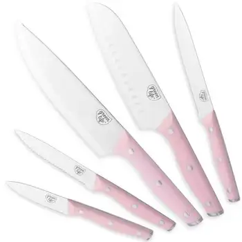 Набор ножей для столовых приборов из нержавеющей стали, 5 шт., розовый