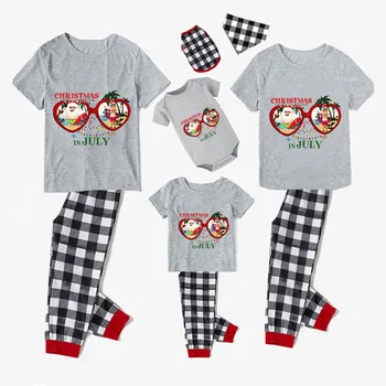 Одинаковые рождественские семейные пижамы Christams In July, пижамные комплекты серого цвета