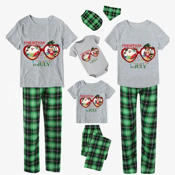 Одинаковые рождественские семейные пижамы Christams In July, пижамные комплекты серого цвета Изображение 2