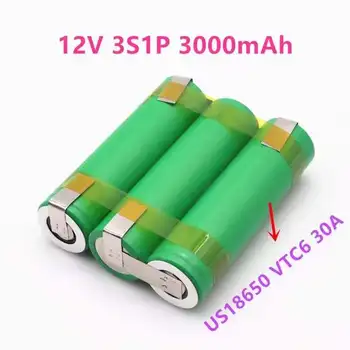 12 В 18650 VTC6 батарея 3000 мАч 30 ампер для 12,6 В отвертки батарея сварная пайка полосы 3S1P 12,6 В батарейный блок (настроить) Изображение 2
