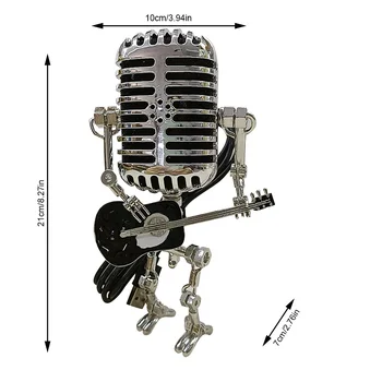Микрофон Робот Настольная лампа с Гитарой Металлическое Железо Арт Настольная Лампа для Дома Освещение Спальни Декор Черный
