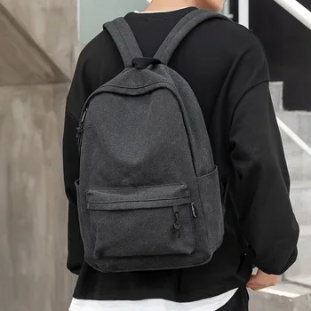 Мужской Модный холщовый рюкзак, подходящий для учащихся средней школы и младших классов средней школы, повседневная студенческая сумка Изображение 2