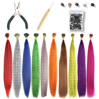 Перья для наращивания волос синтетические разноцветные пряди из искусственных перьев в аксессуарах для волос для женщин, шиньон для наращивания