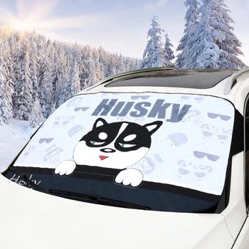 Зимнее мультяшное лобовое стекло автомобиля, снежный покров, покрытие лобового стекла автомобиля, утолщение, защита от замерзания, солнцезащитный козырек для автомобиля Изображение 2