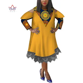 Традиционное африканское платье для женщин, Модный дизайн, Повседневное Свободное платье длиной до икры, Длинный рукав, Наряды до середины икры, Wy4255 Изображение 2