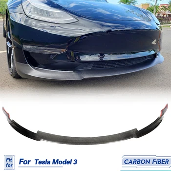 Губа Переднего Бампера Автомобиля Из Углеродного волокна Для Tesla Model 3 Базовый Седан 4-Дверный 2016-2018 Дальнобойный Бампер, Спойлер, Защита Подбородка