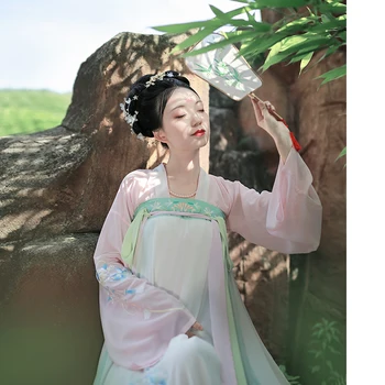 Big Miss Temperament Fairy Косплей-платье Hanfu с женской Вышивкой на Флапероновом Топе и Юбке длиной до груди Hanfu