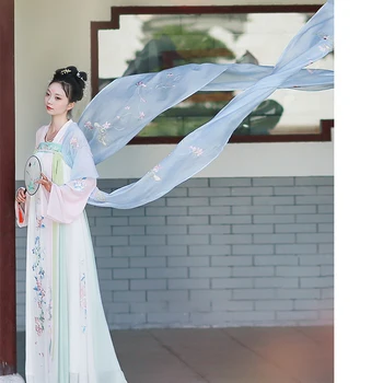 Big Miss Temperament Fairy Косплей-платье Hanfu с женской Вышивкой на Флапероновом Топе и Юбке длиной до груди Hanfu Изображение 2