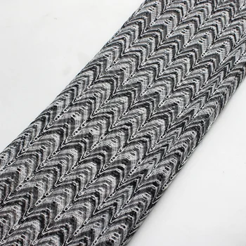 Кружевные ткани для Зигзагообразного вязания, 1 метр Серого вязаного платья в полоску, юбка, Кружевная вязаная сетка, Модные ткани Шириной 150 см