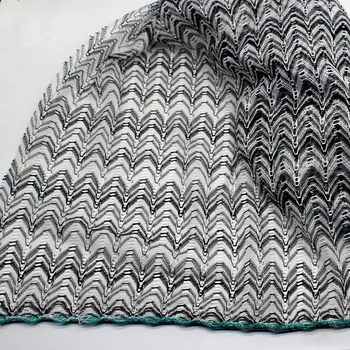 Кружевные ткани для Зигзагообразного вязания, 1 метр Серого вязаного платья в полоску, юбка, Кружевная вязаная сетка, Модные ткани Шириной 150 см Изображение 2