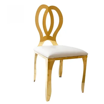 50шт Цветок сзади золотые ножки современный металлический обеденный стул из нержавеющей стали
