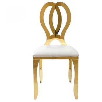 50шт Цветок сзади золотые ножки современный металлический обеденный стул из нержавеющей стали Изображение 2