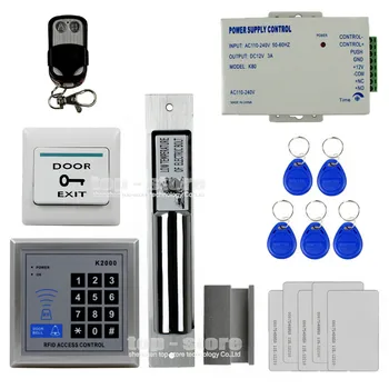 DIYSECUR Полный комплект Система контроля доступа с RFID-клавиатурой + Электрический замок с откидным засовом + Пульт дистанционного управления K2000