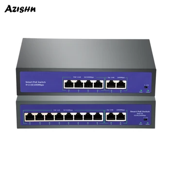 AZISHN 8-Портовый сетевой коммутатор POE 48-52 В с 10/1000 Мбит /с IEEE 802.3 af/at Ethernet IP-камера видеонаблюдения Беспроводная точка доступа Система безопасности