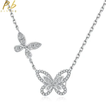 PuBang Fine Jewelry Ожерелье с подвеской-бабочкой из Стерлингового Серебра 925 пробы, Муассанит для женщин, подарок для свадебной вечеринки, Прямая доставка