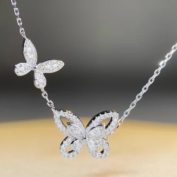 PuBang Fine Jewelry Ожерелье с подвеской-бабочкой из Стерлингового Серебра 925 пробы, Муассанит для женщин, подарок для свадебной вечеринки, Прямая доставка Изображение 2